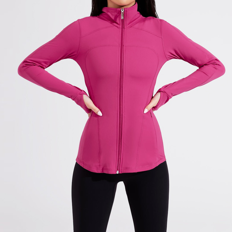 Wholesale Back Hollow Out Custom Slim Fit Full Zipper Workout Gym Jacket For Women