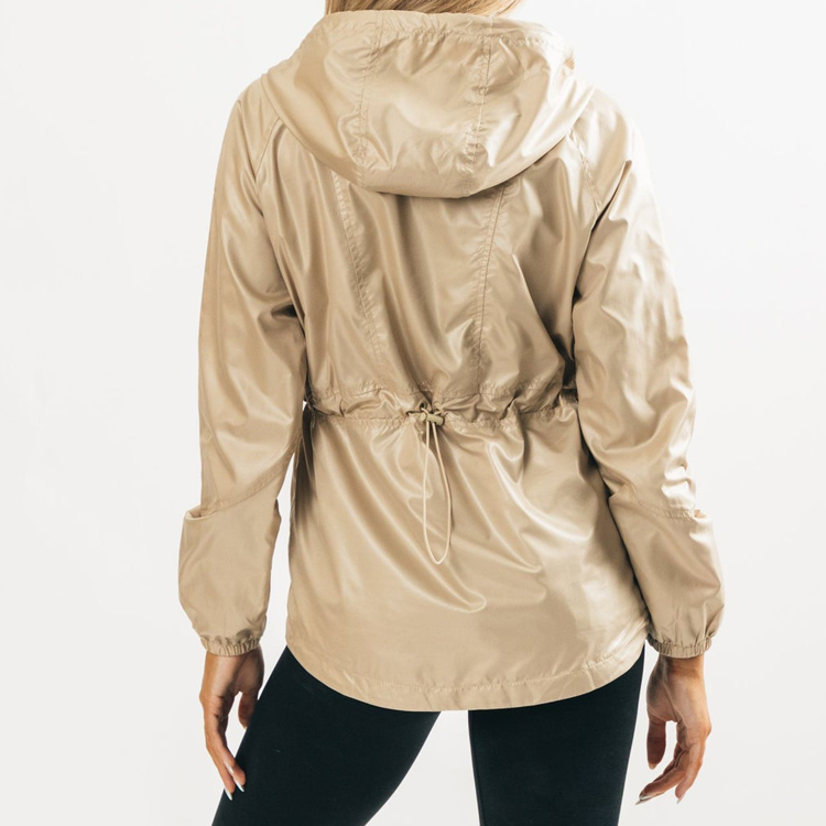 Custom 100% Polyester Lightweight Windproof Women Sports Full Zipper Windbreaker Jackets detail pictures