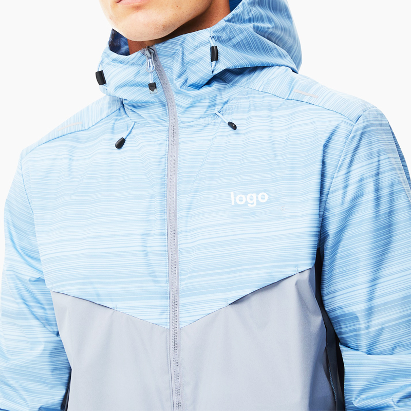 Windbreaker Jacket Custom Zip Up Refletive Strip Gym Sports Jackets