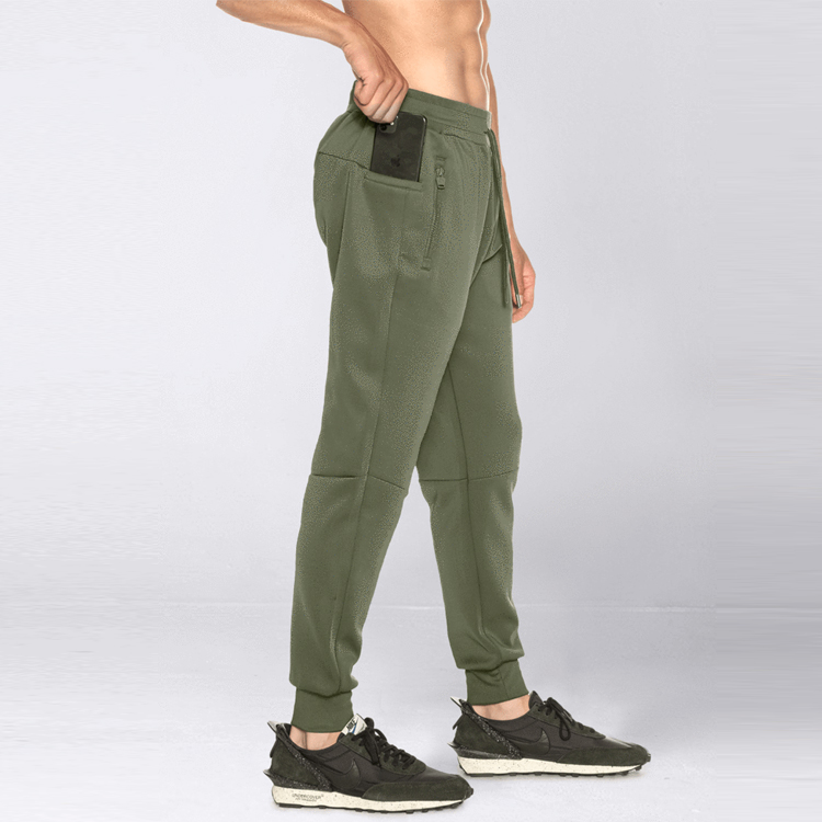 Hot Sale Custom Cotton Polyester Sports Jogger Pants With Zipper Pockets For Men detail pictures