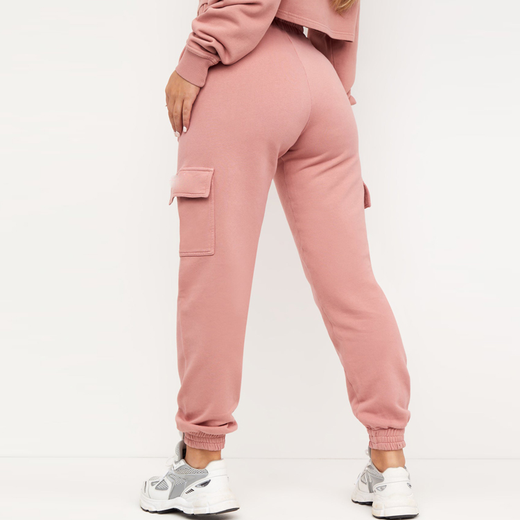 Wholesale Drawstring Waist Ladies Sweat Pants Custom Women Jogger Pants With Cargo Pocket detail pictures