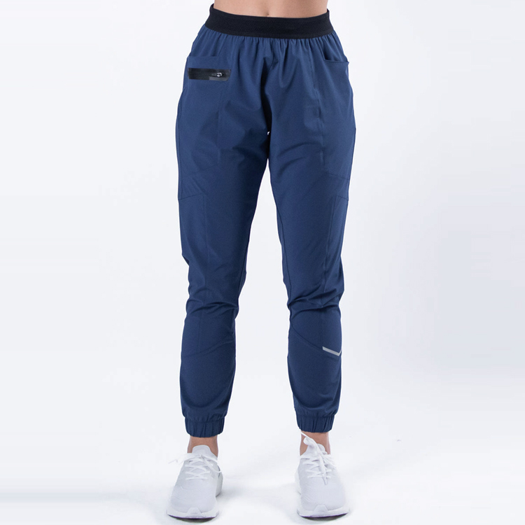 Custom Nylon Track Pants Women Training Gym Windbreaker Joggers With Reflective Strip