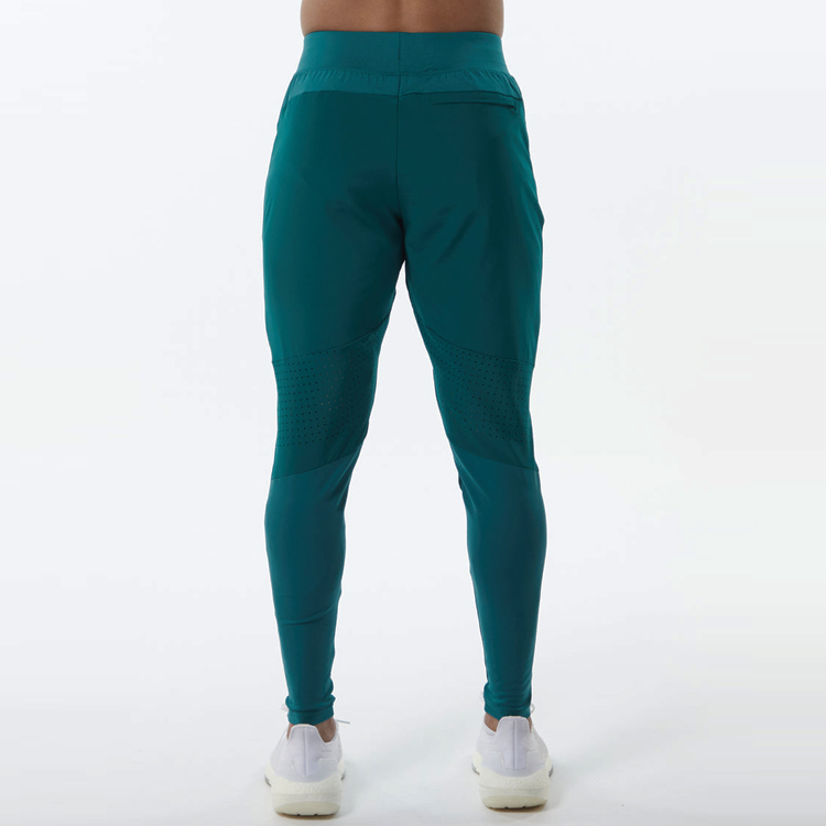 Four Way Stretch Polyester Spandex Men Slim Fit Track Jogger Pants With Zipper Pocket detail pictures