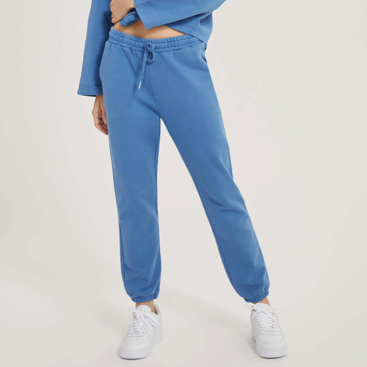100% Cotton Drawstring Waist Workout Sweatpants Loose Fit Women Sports Joggers