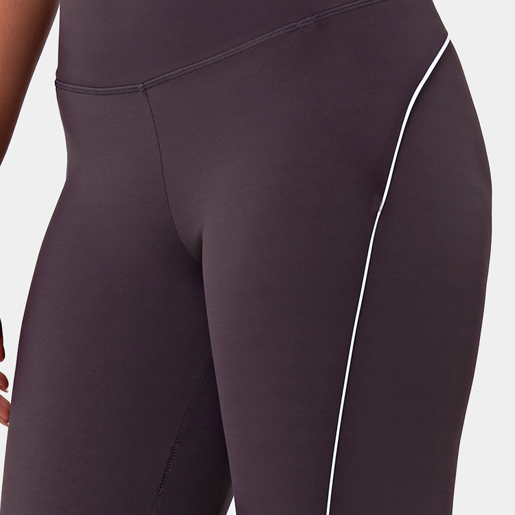 Wholesale Custom High Waist Contrast Trim Tiktok Yoga 7/8 Gym Leggings For Women detail pictures