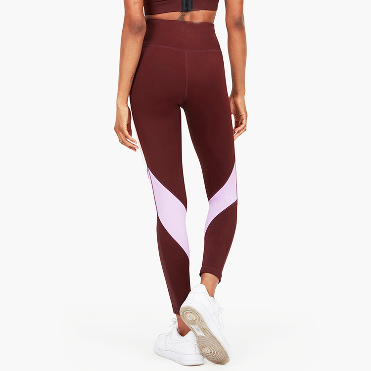 Cheap Price Mesh Panel Color Block Sports Tights High Waist Women Yoga Leggings detail pictures