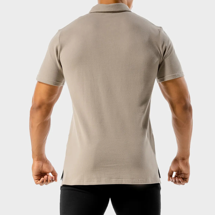 Wholesale Breathable Polyester Slim Fit Men Workout Polo T Shirts Custom Logo detail pictures