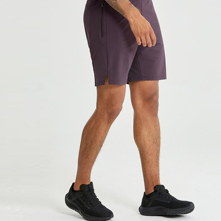 High Quality Custom logo Quick Dry Polyester 4 Way Stretch Men Gym Shorts With Zipper Pocket detail pictures