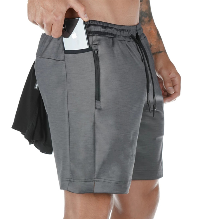 Custom Sweat Wicking Polyester Drawstring Waist Gym Running Shorts For Men detail pictures