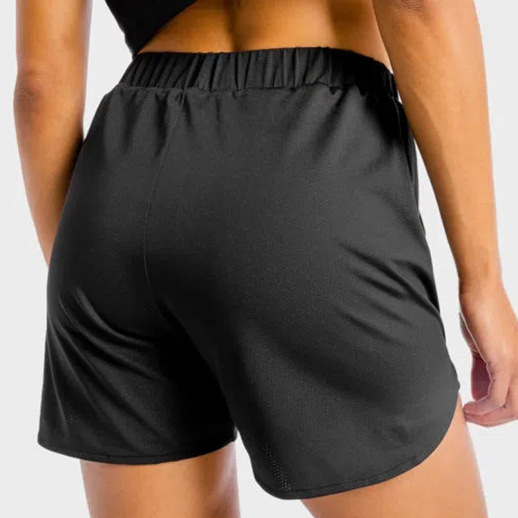 Best Sell Custom Logo Polyester Mesh Fabric Elastic Waist Women 2 In 1 Sports Gym Shorts detail pictures