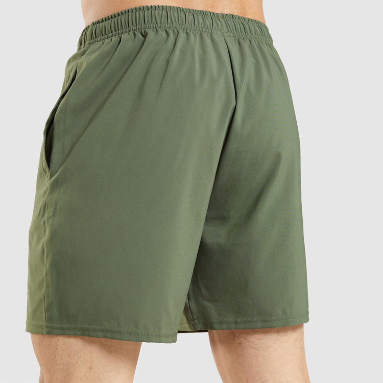 OEM Quick Dry 100% Polyester Elastic Waist Men Sports Athletic Gym Shorts With Pocket detail pictures
