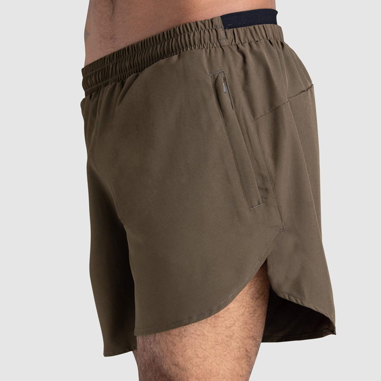 Wholesale Quick Dry 100% Polyester Elastic Waist Men Athletic Gym Shorts With Pocket detail pictures