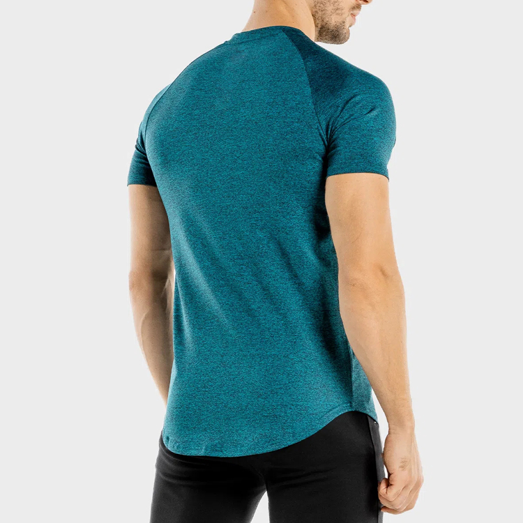 Custom Printing Wholesale Lightweight Men Raglan Sleeve Plain Polyester Gym T Shirts detail pictures