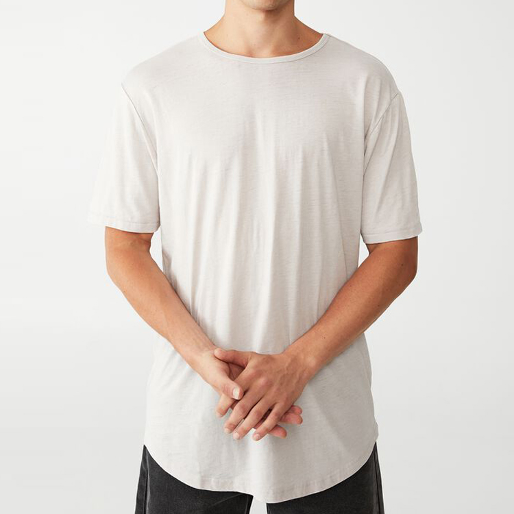 Summer Custom Cheap Price OEM Mens Crew Neck Blank Scooped Hem Workout Gym T Shirt