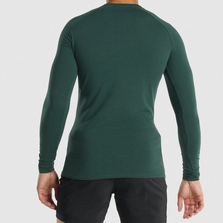 Best Selling Custom Logo Long Sleeve Muscle Training Gym Sport Cotton Compression T Shirts detail pictures