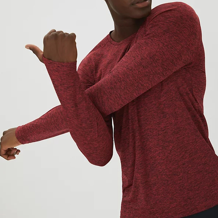 OEM Quick Dry Four Way Stretch Reflective Strip Polyester Gym Long Sleeve Men T- Shirts