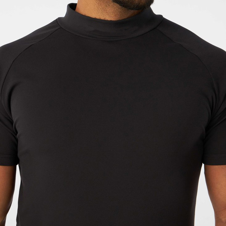 New Design Soft Cotton Plain High Neck Short Sleeve Men Workout Blank T Shirts Custom Printing detail pictures