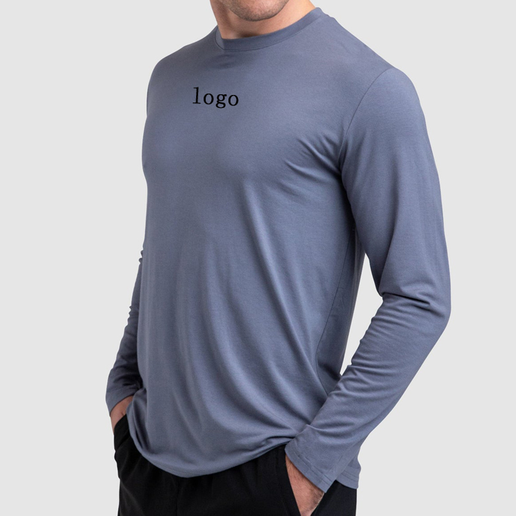 High Quality Custom Plain Polyester Long Sleeve Tops Men Gym Sports T Shirts