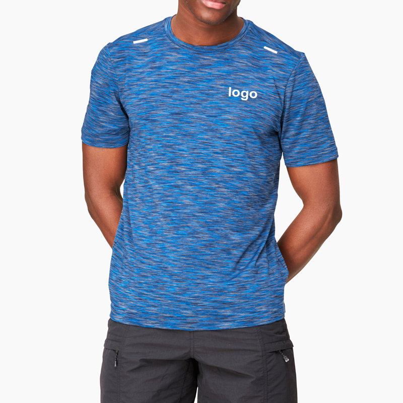 Running T Shirts Custom Refletive Strip Space Dye Men Gym T Shirt