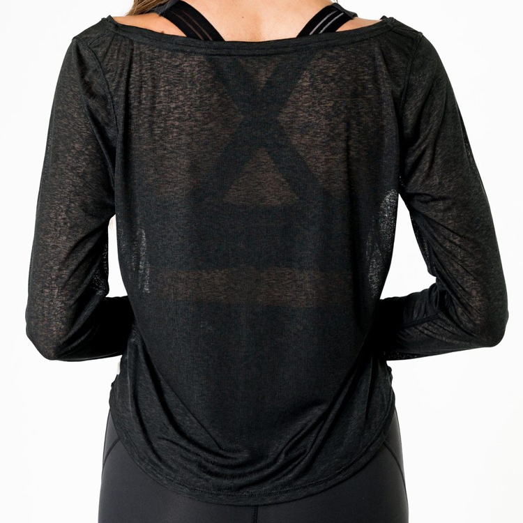 High Quality Breathable Athletic Plain Fitness Long Sleeve Women T Shirts Custom Printing detail pictures
