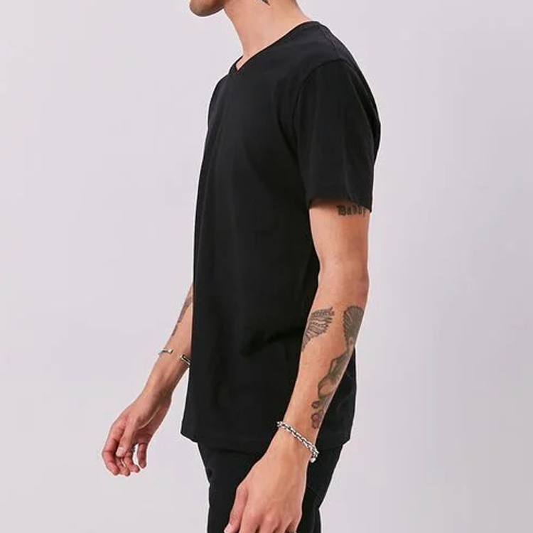 High Quality Summer Tops Lightweight Short Sleeve Men V Neck Fitness Plain T Shirt detail pictures