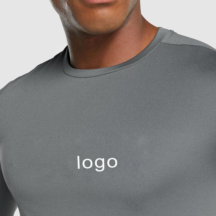 High Quality Running Fitness Slim Fit Polyester Sports Long Sleeve T-shirts For Men detail pictures
