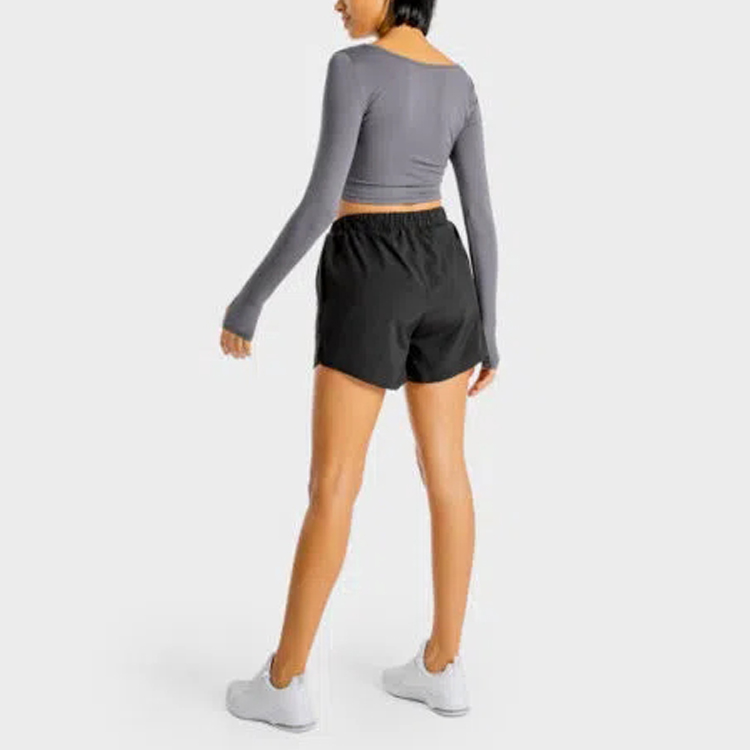 High Quality Fitness Gym Women Yoga Long Sleeve Plain Crop T Shirt Custom Printing detail pictures
