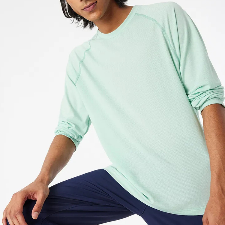 New Arrivals Raglan Sleeve Fitness Workout Cotton Long Sleeve Plain T-Shirt For Men detail pictures