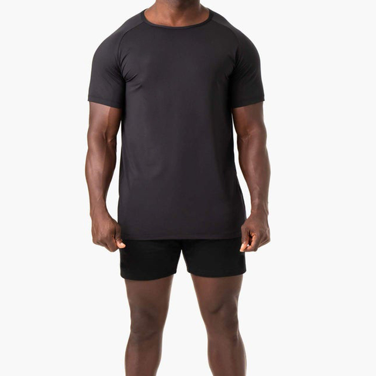 Breathable Mesh Fabric Customized Quick Dry Muscle Slim Fit Plain Gym T Shirts For Men detail pictures