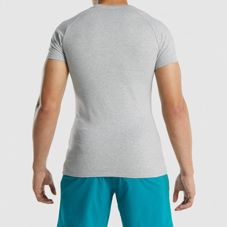 High Quality Bodybuilding Raglan Slim Fit Men Custom Blank Gym Sports T Shirts detail pictures