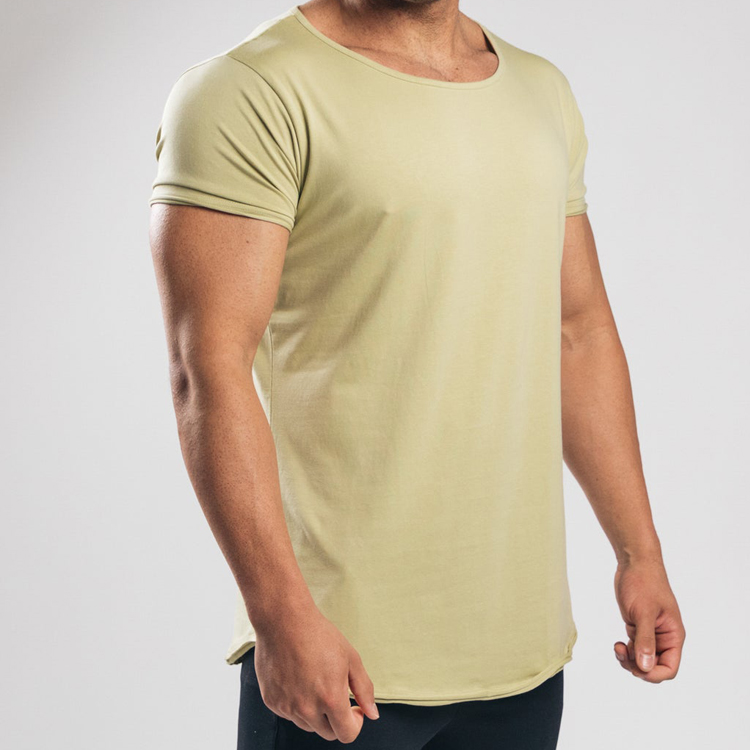 High Quality Summer Lightweight Short Sleeve Custom Scoop Fitness Plain T Shirt For Men detail pictures
