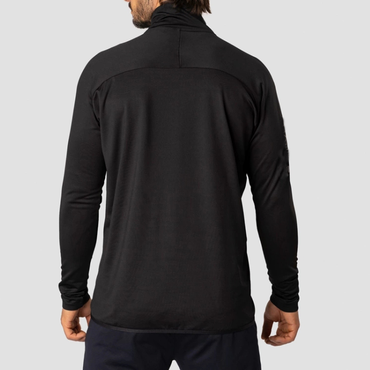 Wholesale Polyester Spandex Custom Long Sleeve Fitness Workout 1/4 Zipper Men Gym T Shirts detail pictures
