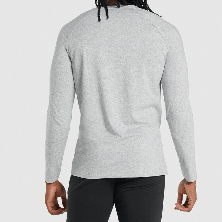 Factory Price Athletic Fitness Quick Dry Raglan Plain Gym Long Sleeve T Shirts For Men detail pictures