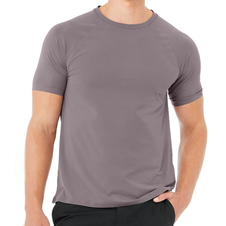 Latest Design Wholesale Custom Blank Slim Fit Polyester Spandex Men Fitness T Shirts detail pictures