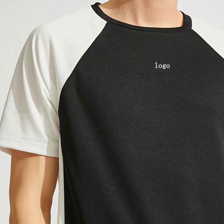 Wholesale Quick Dry Polyester Color Block Gym Athletic T Shirts Custom Printing For Men detail pictures
