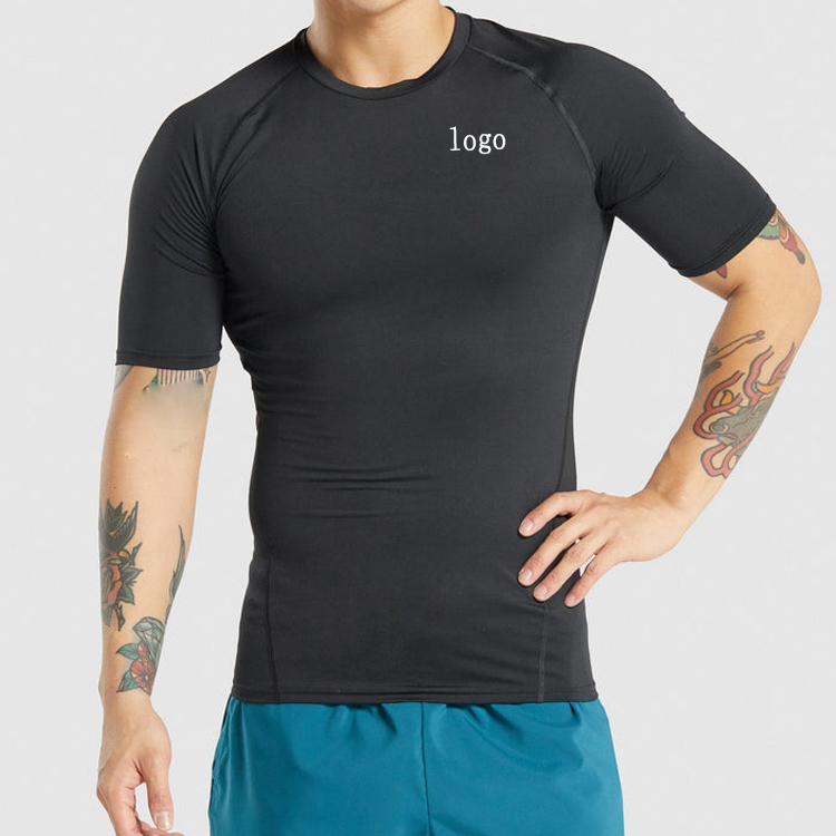 Custom logo Wholesale Short Sleeve Gym Slim Fit Compression Plain T Shirts For Men