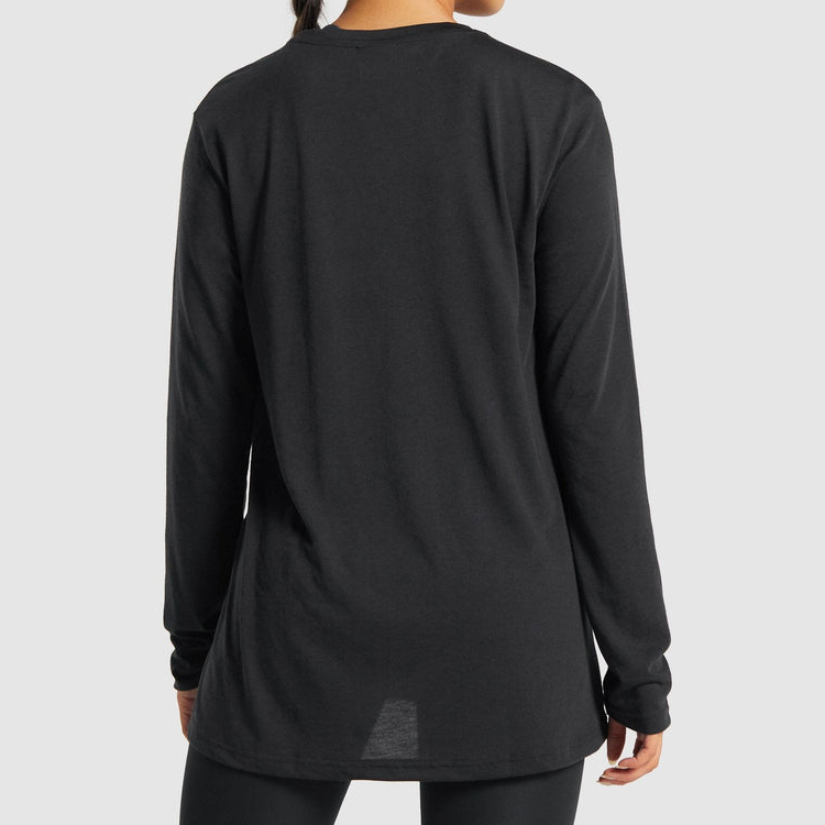 Custom Quick Dry Polyester Training Oversized Women Gym Fitness Long Sleeve T Shirts detail pictures