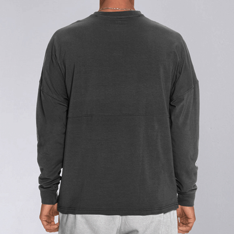 Sport Plain Oversize Long sleeve Workout Men Fitness Cotton T Shirts Custom Printing detail pictures