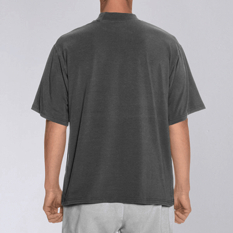 Wholesale Custom Raglan Sleeve High Neck 100% Cotton Workout Blank T Shirts For Men detail pictures