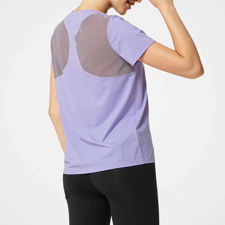 High Quality Quick Dry Polyester Mesh Panel Gym Sports Women T Shirts Custom Printing detail pictures