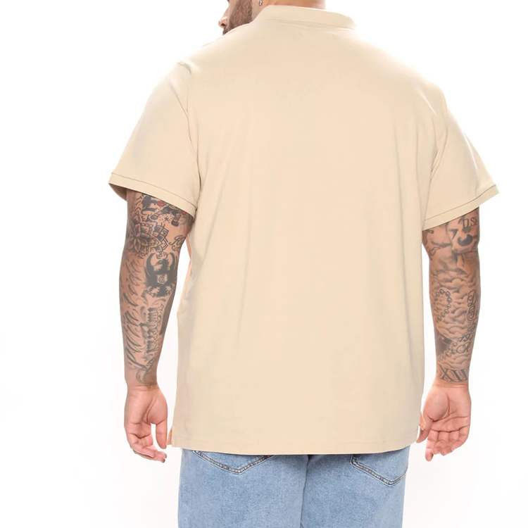 Wholesale Custom Color Block Quarter Zipper Workout Blank Men Cotton Polo T Shirts detail pictures