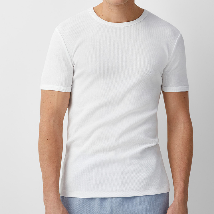 Wholesale Blank Tee Custom Logo Plain Workout Ribbed Fitted T Shirts For Men