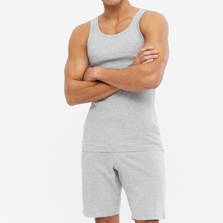 Wholesale Scoop Neckline Muscle Blank Workout Ribbed Tank Top Custom Printed For Men
