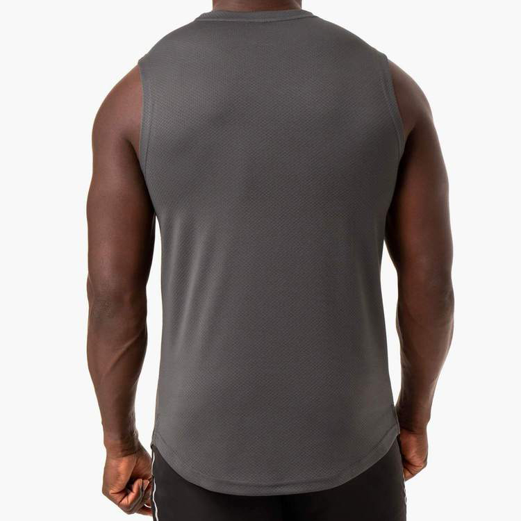 High Quality Lightweight Mesh Fabric Custom Logo Printing Men Gym Plain Tank Tops detail pictures