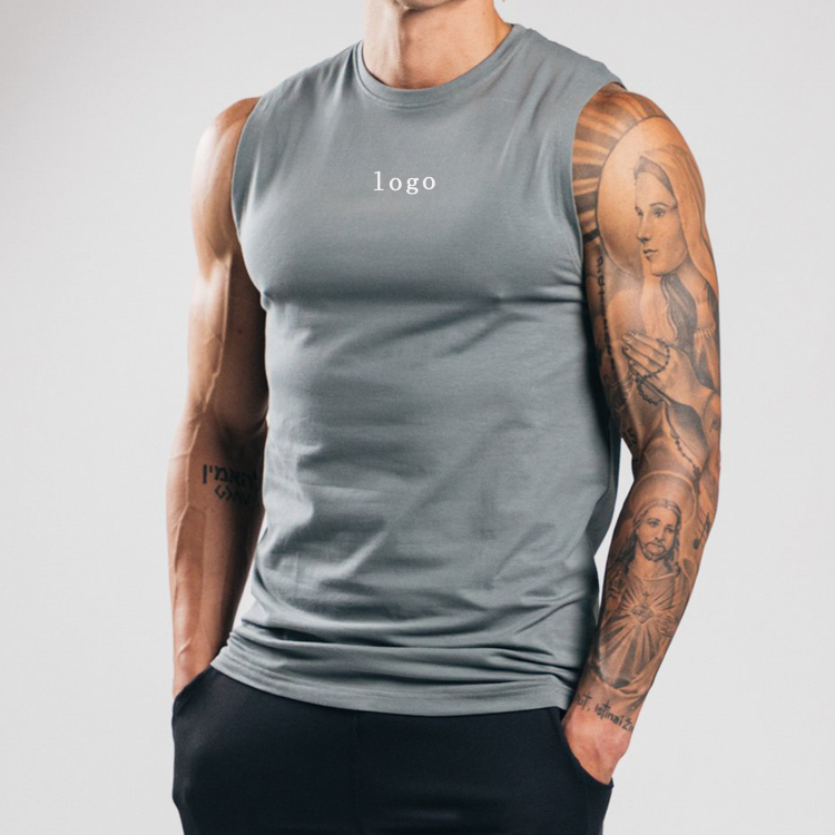 Wholesale Sweat Wicking Polyester Custom Muscle Fit Sports Gym Plain Tank Top For Men