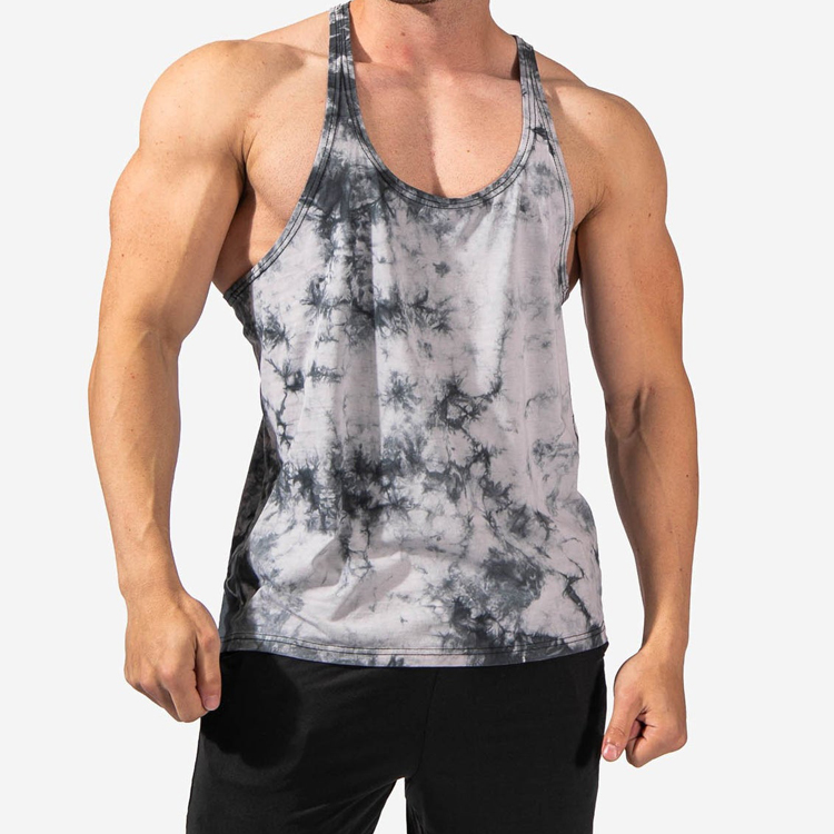 Wholesale Workout Building Stringer Custom Racer Back Tie Dye Gym Tank Tops For Men