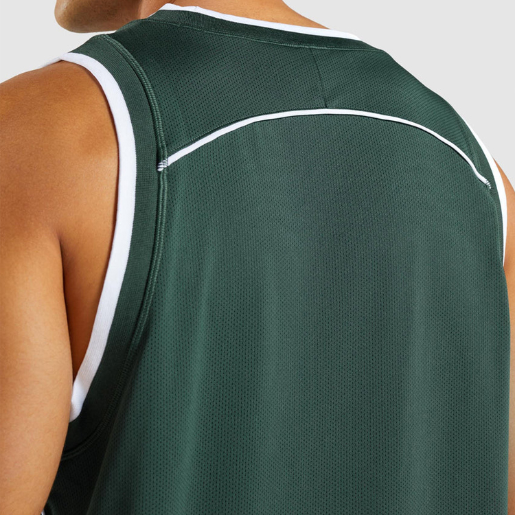 Wholesale Lightweight Mesh Fabric Custom Basketball Sports Gym Plain Tank Tops For Men detail pictures