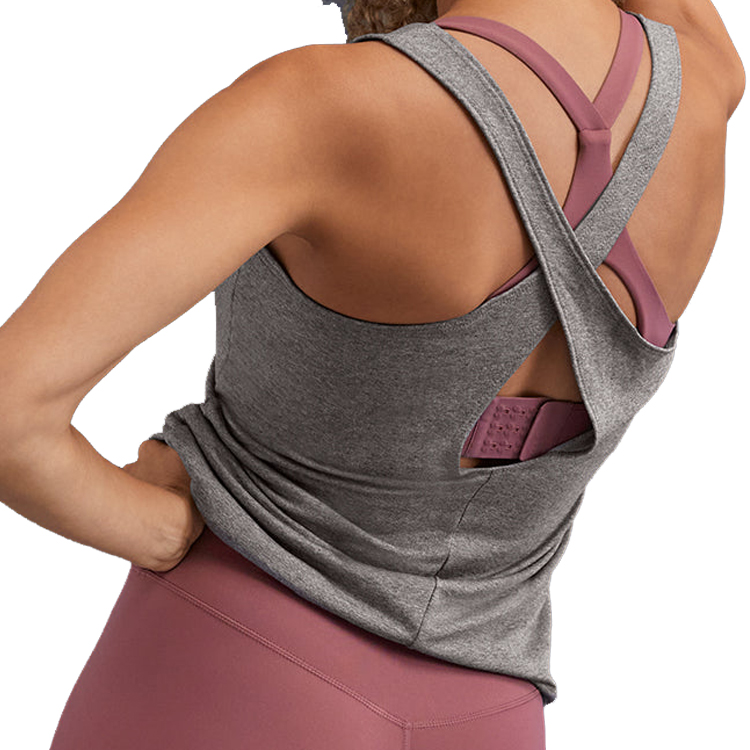 Ladies Fitness Blank Sports Loose Fit Open Back Women Custom Yoga Gym Tank Tops detail pictures