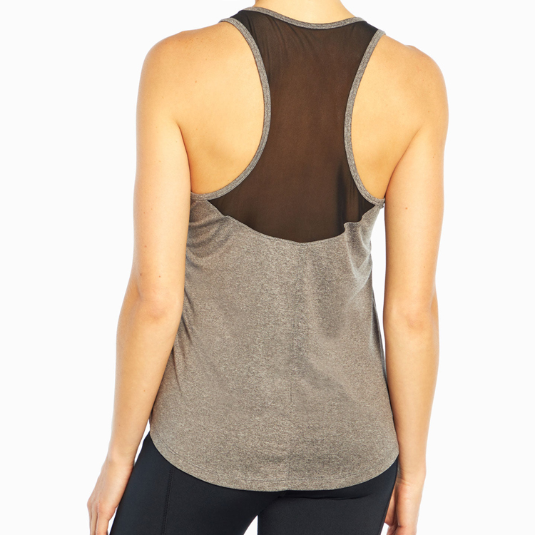 OEM Factory Mesh Panel Custom Women Active Racer Back Fitness Sports Gym Tank Tops detail pictures