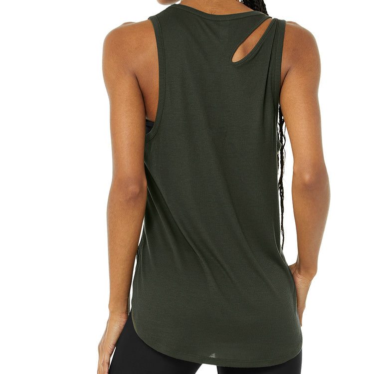 Factory Price Custom Plain Loose Fit Tanks Athletic Fitness Women Gym Ribbed Tank Tops detail pictures